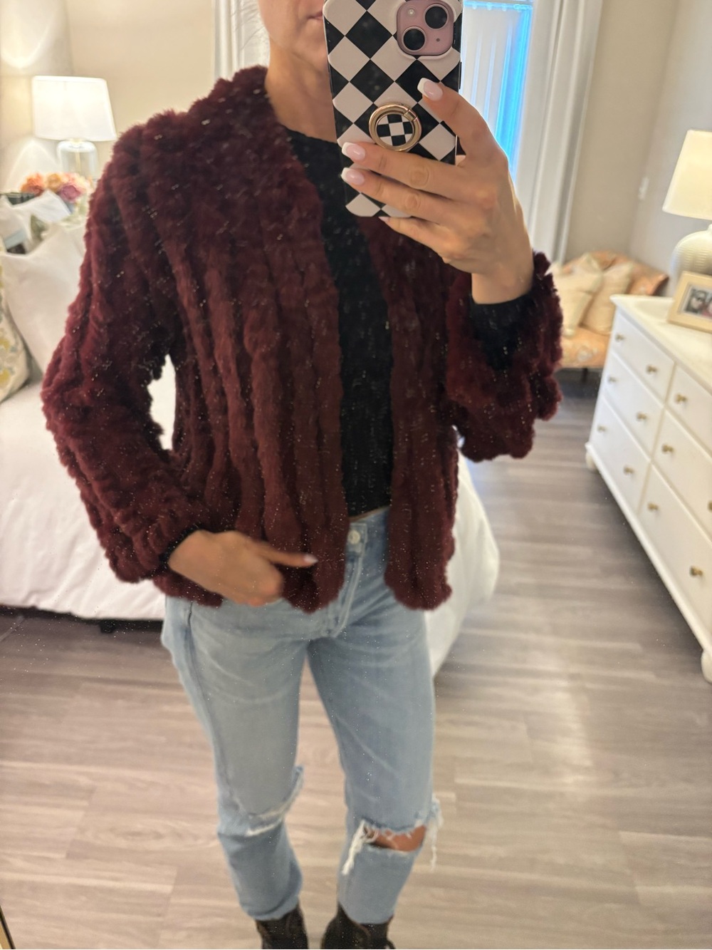 🍂 Heartloom Genuine Dyed Rex Rabbit Fur Jacket 🍂